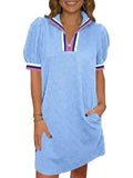 Paisley - Women's Preppy Half-Zip Tunic Dress