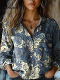 Denise | Women's Paisley Pattern Print Casual Long Sleeve Comfortable Cotton Shirt