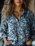 Marilyn | Women's Vintage Floral Art Print Casual Long Sleeve Comfortable Cotton Shirt
