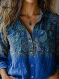 Christina | Elegant Paisley Pattern Printed Women's Casual Long Sleeve Comfortable Cotton Shirt