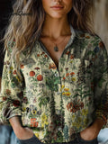 Rebecca | Women's Vintage Lovely Floral Art Print Casual Long Sleeve Comfortable Cotton Shirt