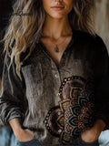 Amanda | Women's Vintage Print Casual Long Sleeve Comfortable Cotton Shirt