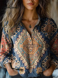 Carolyn | Vintage Floral Art Print Casual Long Sleeve Cotton Shirt