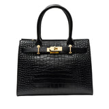 Croc-Embossed Structured Tote Bag
