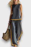 Charcoal & Gold Trim Relaxed Co-Ord Set