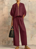 Alba | Relaxed Button-Up Shirt and Wide-Leg Pants Co-Ord Set