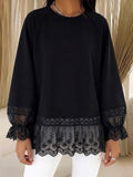 Vivienne | Lace Trimmed Relaxed Sweatshirt