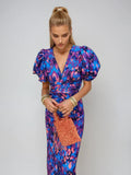 Oranit™ | Pleated Sleeve Colourful Dress