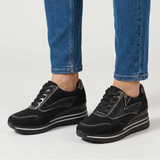 Eloise | Black Wedge Platform Sneakers