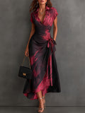 Oriana | Abstract Print Collared Wrap Dress